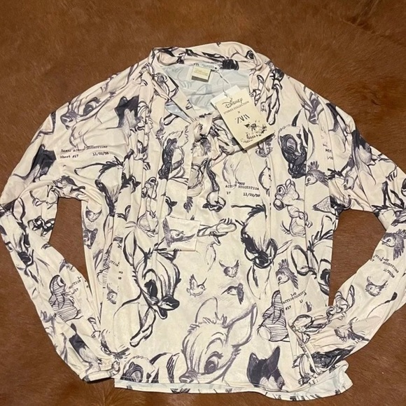 Zara Bambi Disney collection print blouse rare Small - Picture 3 of 6